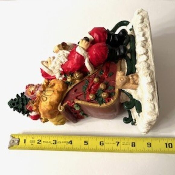 Santa Claus in Sleigh with bag stuffed with tree, toys & gift boxes ( Vtg ) - Picture 9 of 10